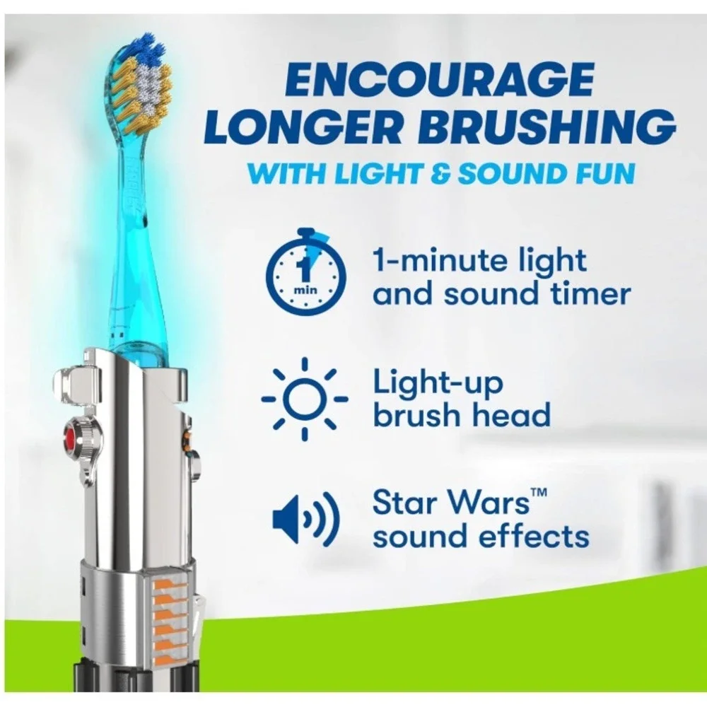 Firefly Kids Soft Toothbrush, Star Wars Lightsaber, Green Yoda Light & Sounds‎